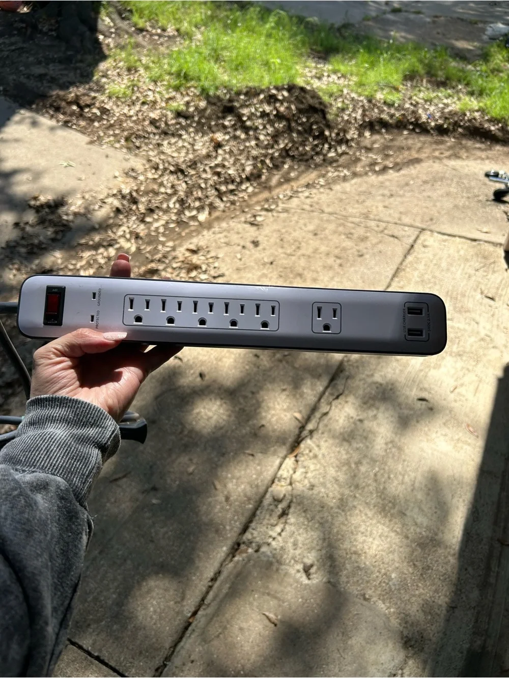 White Power Strip with Dual USB Charging Ports